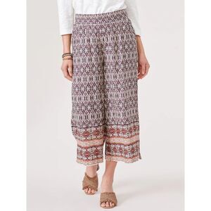 Democracy Women's L Skyrise Pull On Printed Fray Hem Cropped Distressed Pants